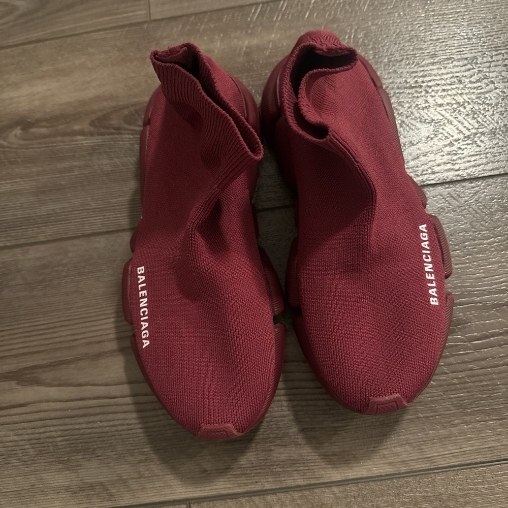 Balenciaga Burgundy Sock Sneakers